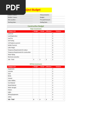 38. Construction Project Budget Template
