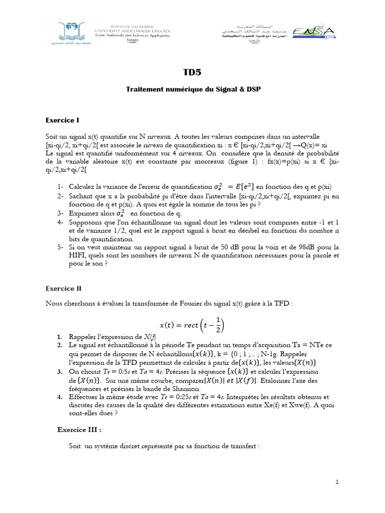 Traitement Numérique du Signal et DSP | PDF | Transformation de Fourier ...