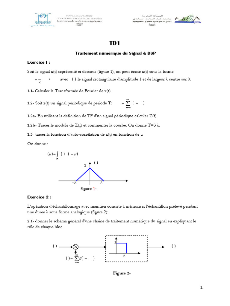 Traitement Numérique du Signal : Exercices DSP | PDF | Échantillonnage ...