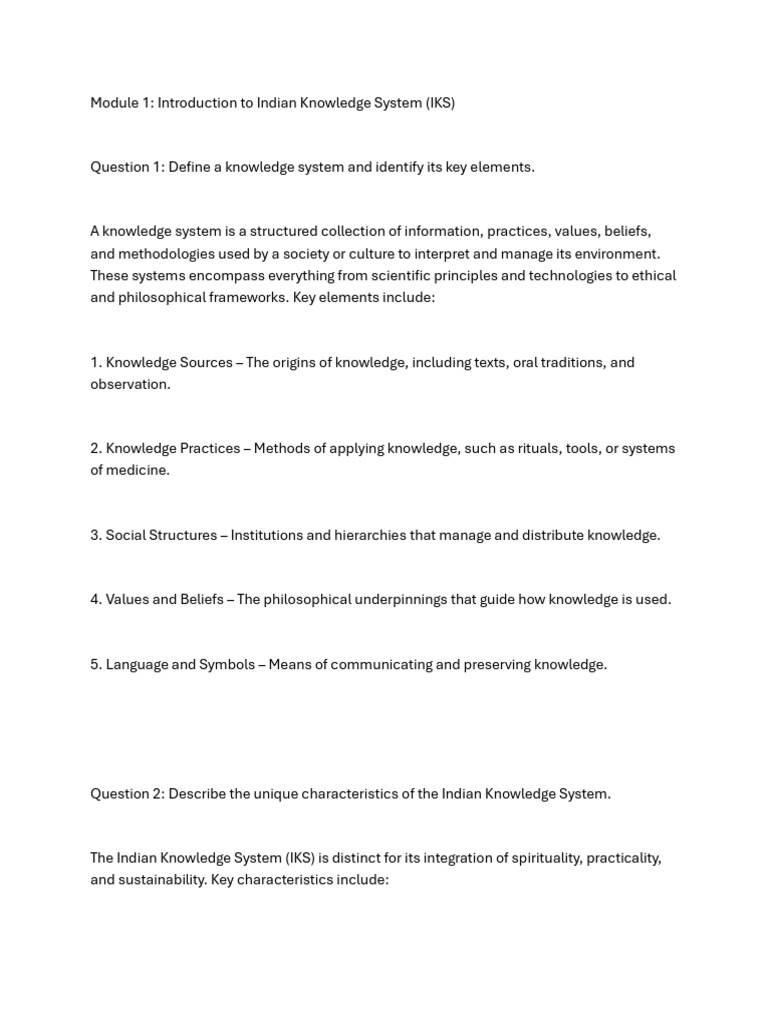 IKS MOD-1 QB Sol | PDF | Knowledge | System
