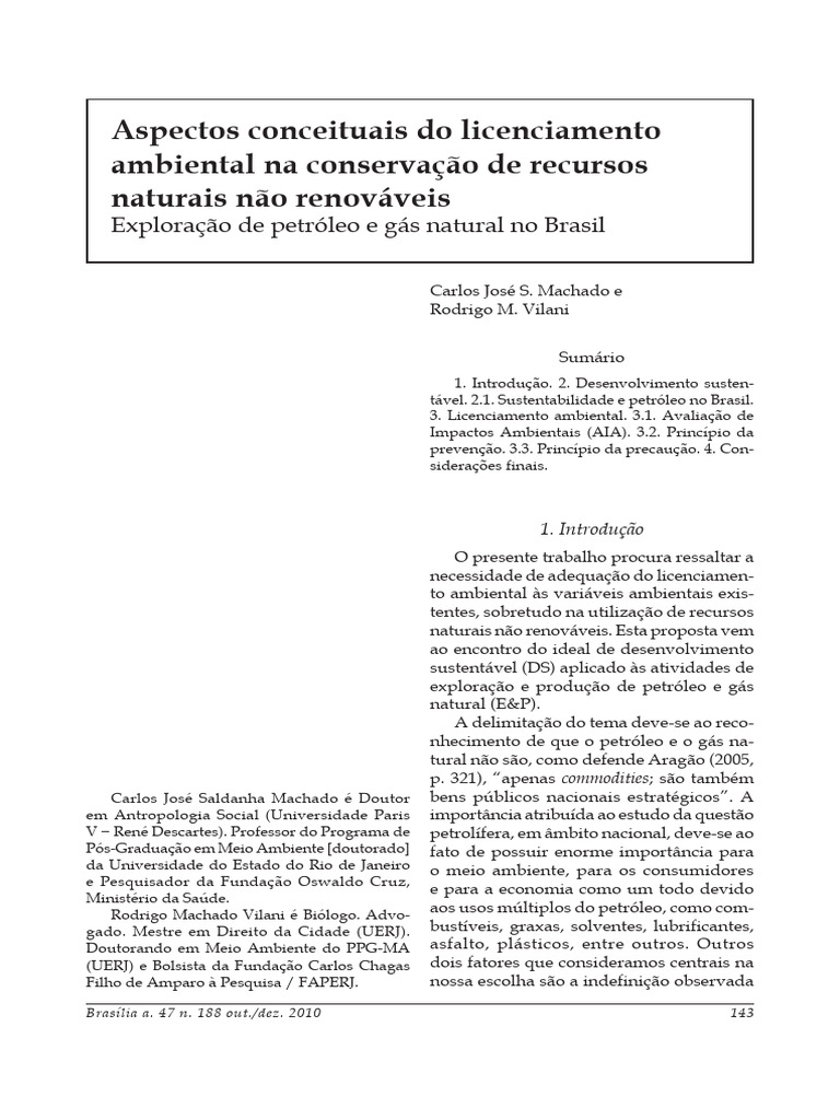 Licenciamento Ambiental e Sustentabilidade no Brasil | PDF ...