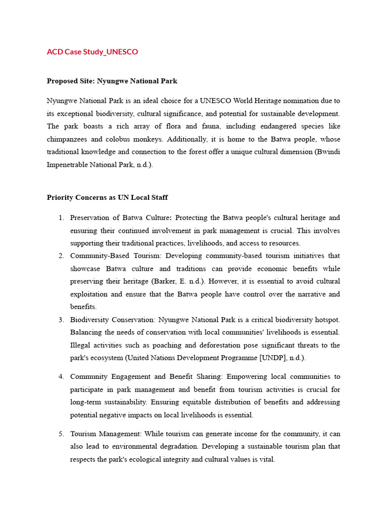 Nyungwe National Park UNESCO Nomination Guide | PDF | Sustainability ...