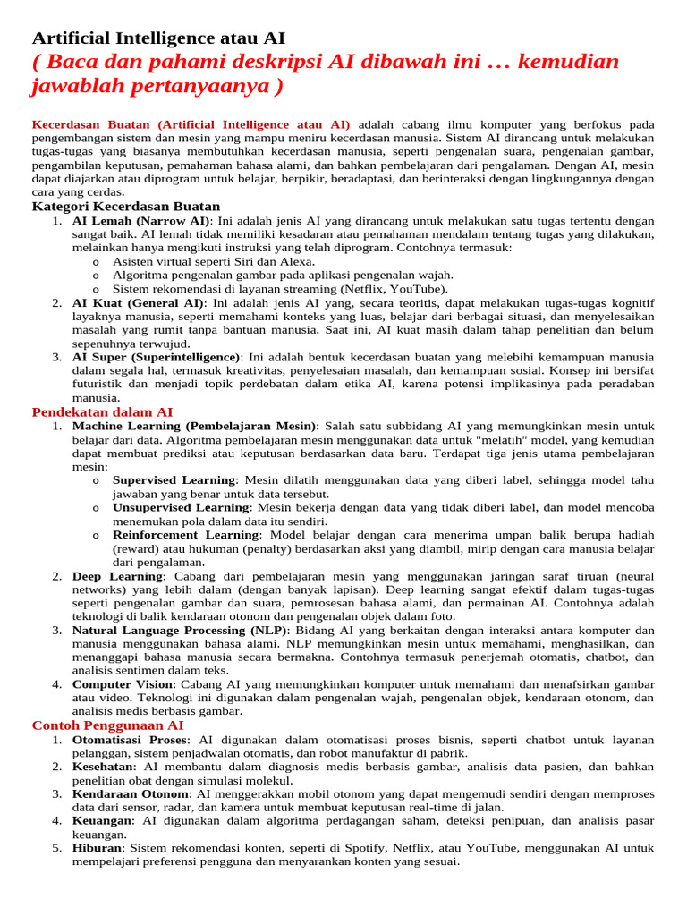 Artificial Intelligence Atau AI | PDF