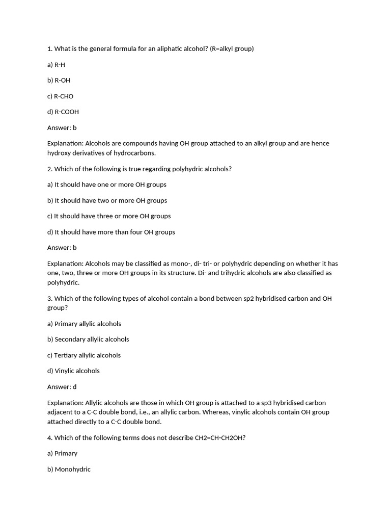 Understanding Alcohols and Ethers: Key Concepts | PDF | Ether | Acid