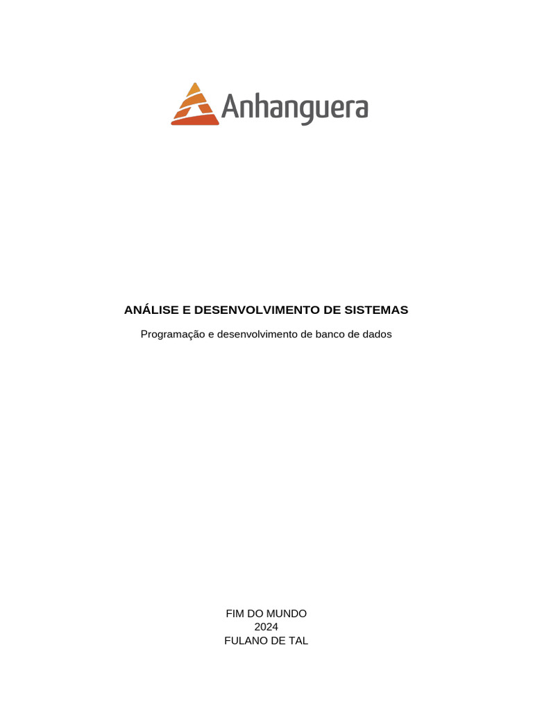 Portifolio - Programação e Desenvolvimento de Banco de Dados | PDF ...