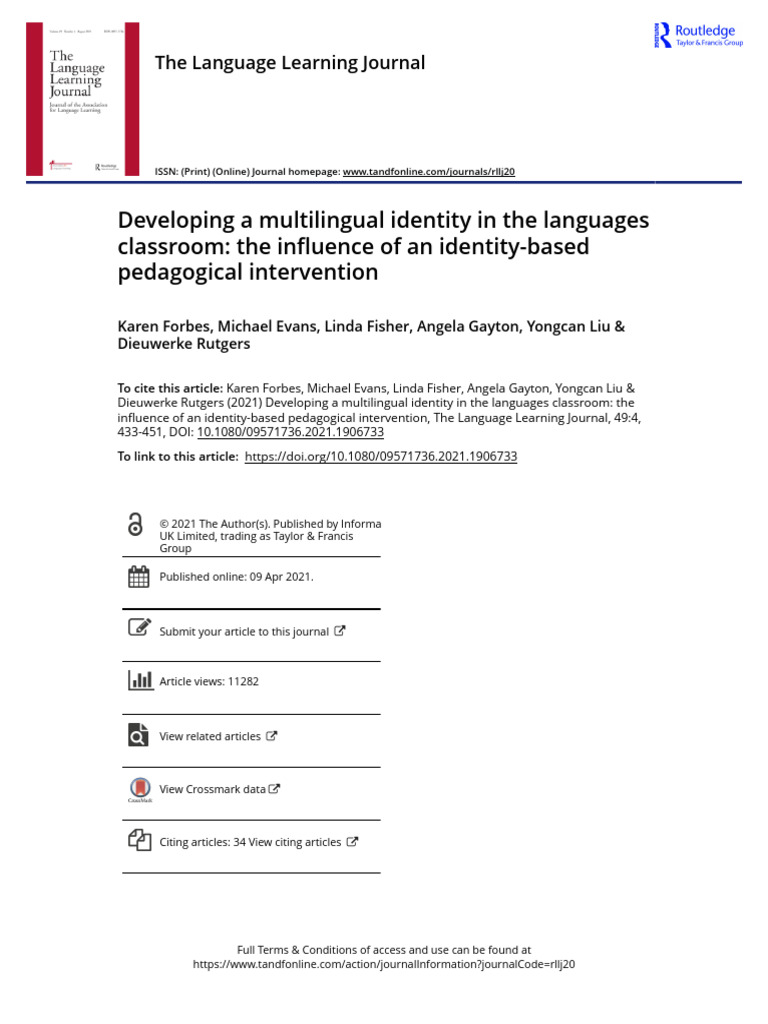 Multilingual Identity in Language Classrooms | PDF | Multilingualism ...