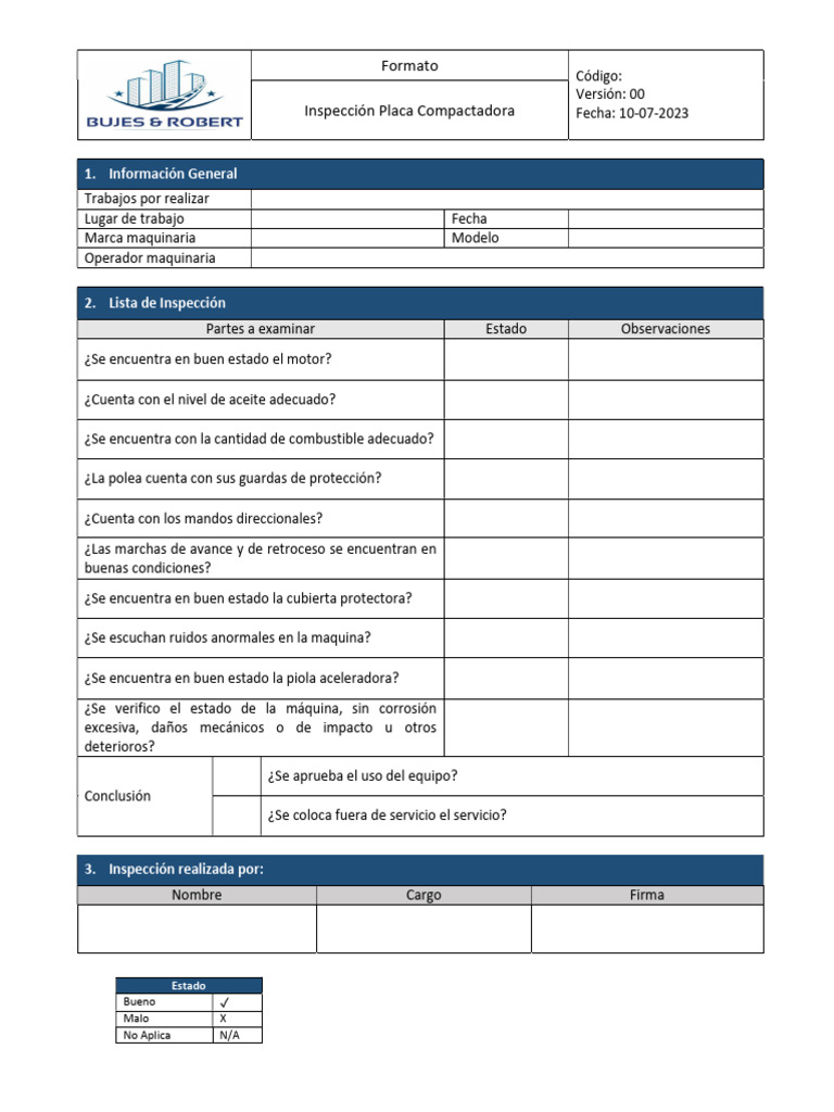 Check List - Placa Compactadora | PDF | Tecnología