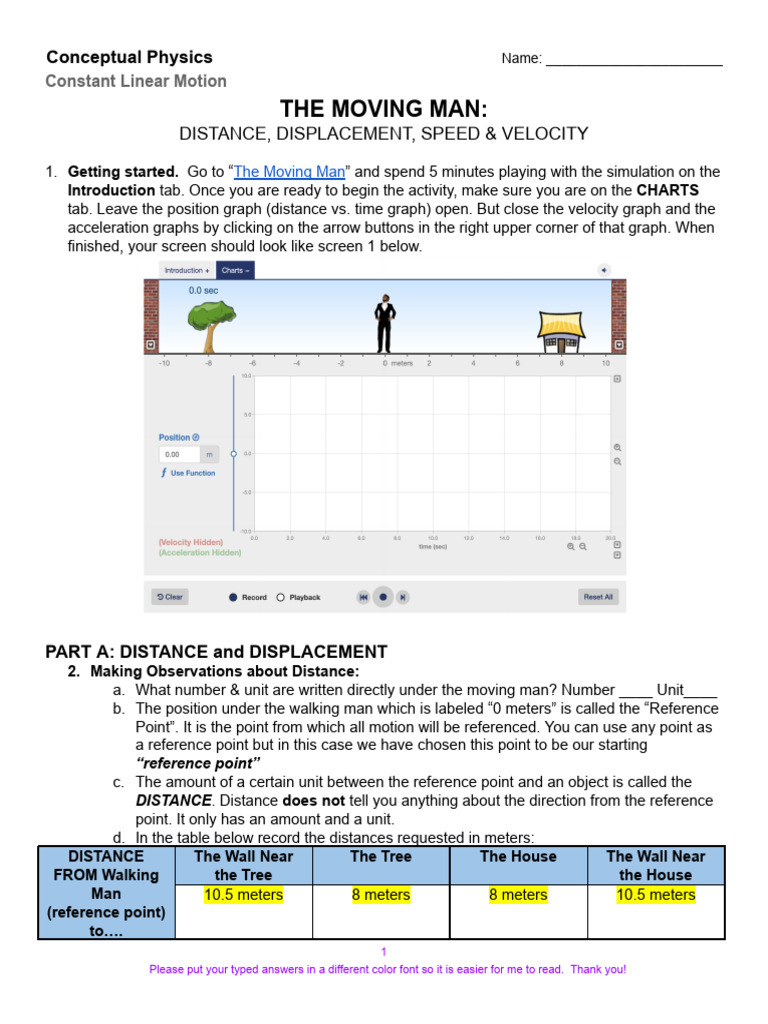 Moving Man Simulation Motion Concepts & Graphs | PDF | Acceleration | Speed