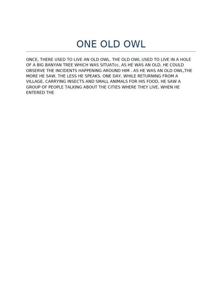 The Wise Old Owl's Observations | PDF