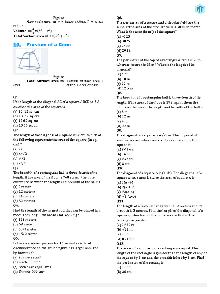 Geometry Practice Questions for ICSE | PDF | Area | Triangle