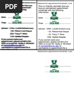 Appointment Reminder Cards