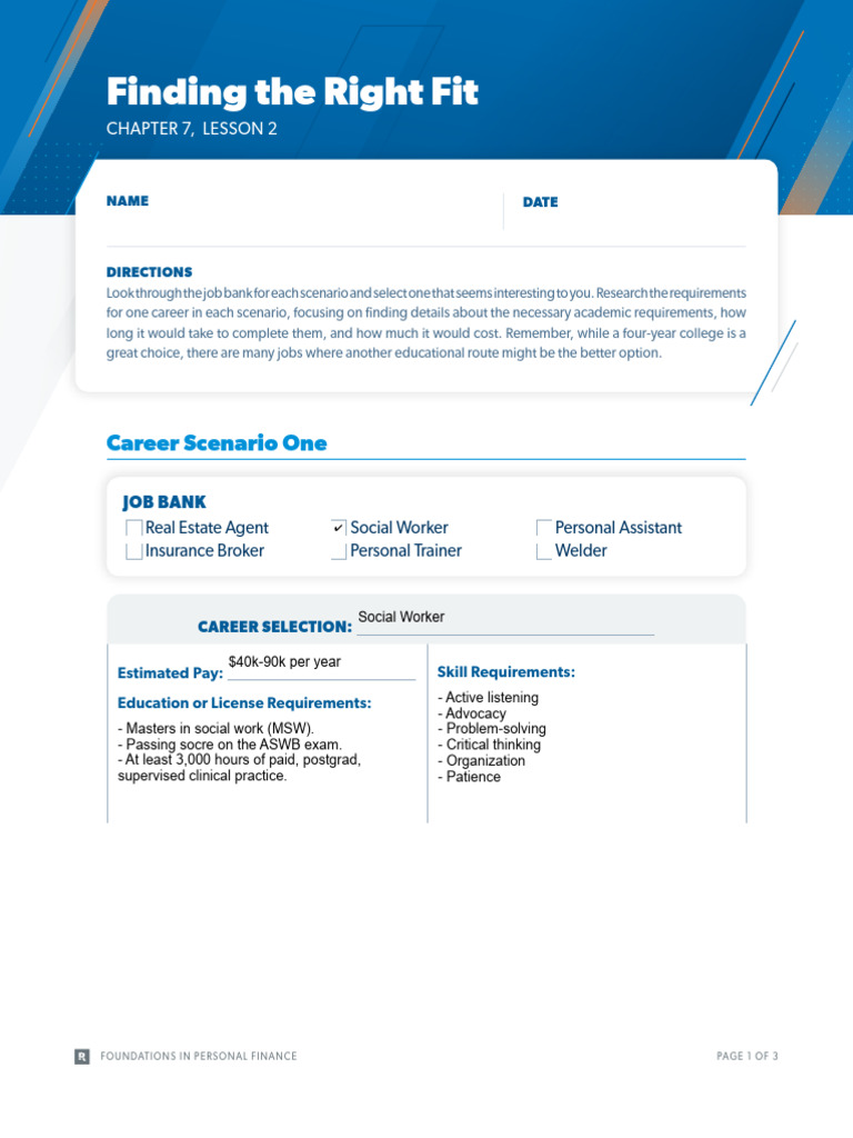 Finding the Right Fit: Career Choices | PDF | School Counselor | Social Work