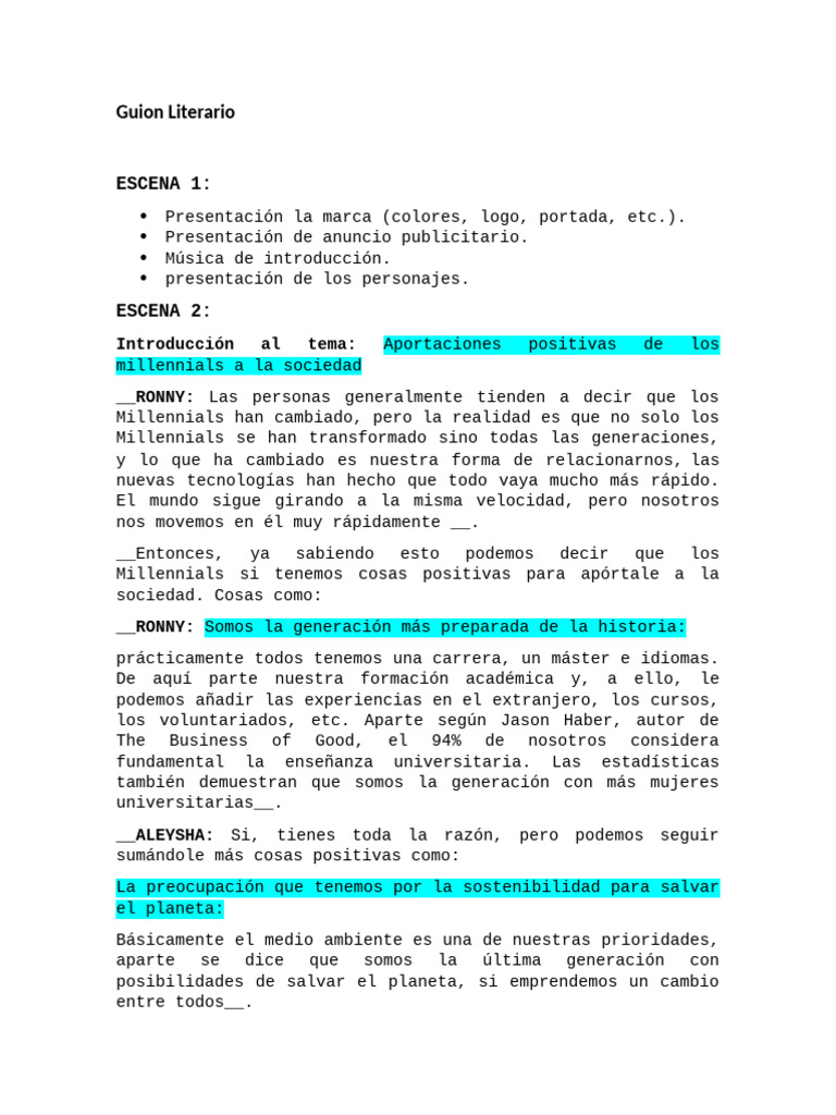 Guion Literario | PDF | Millennials | Iniciativa empresarial
