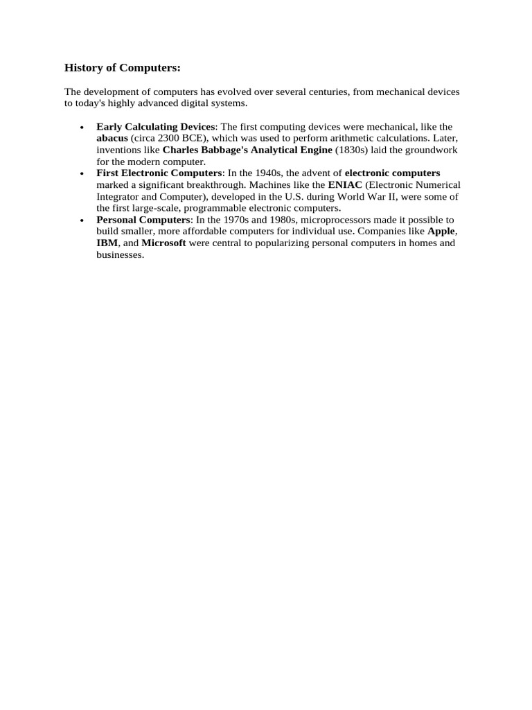 History of Computers | PDF
