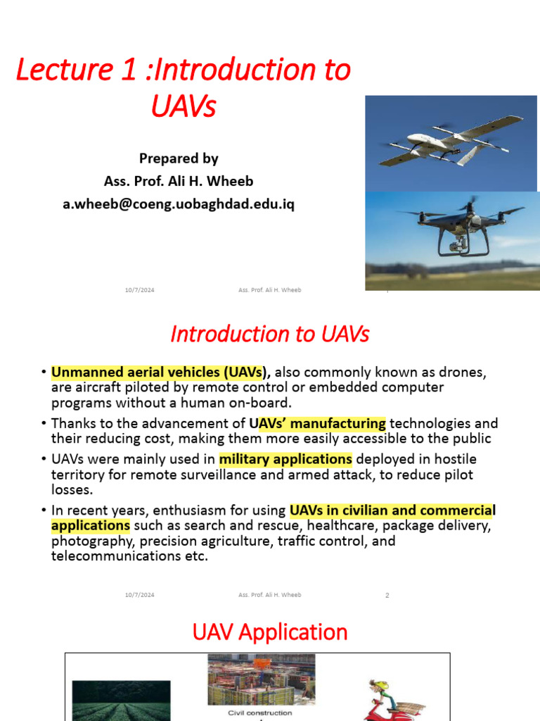 Lecture 1 - Introduction To UAVs | PDF | Unmanned Aerial Vehicle ...