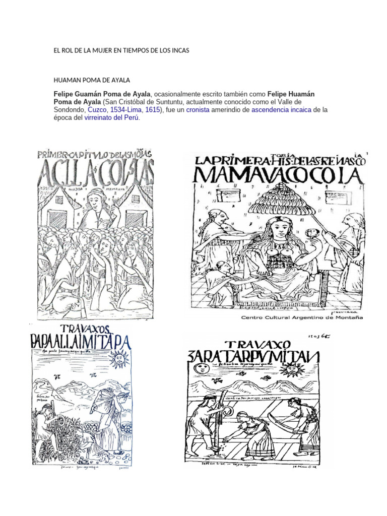El Rol de La Mujer en Tiempos de Los Incas Fuentes Históricas | PDF ...