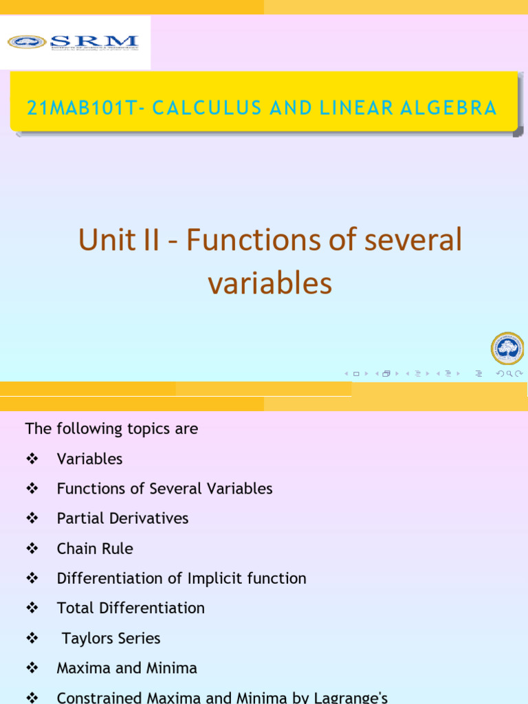 Unit II. 21mab101t Calculus and Linear Algebra 2023 2024pptx | PDF ...