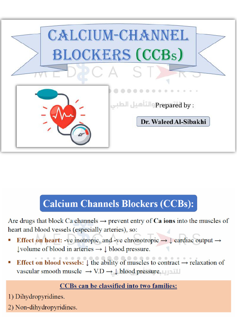 Calcium-Channel Blockers (CCBS), Dr. Waleed Al-Sibakhi | PDF