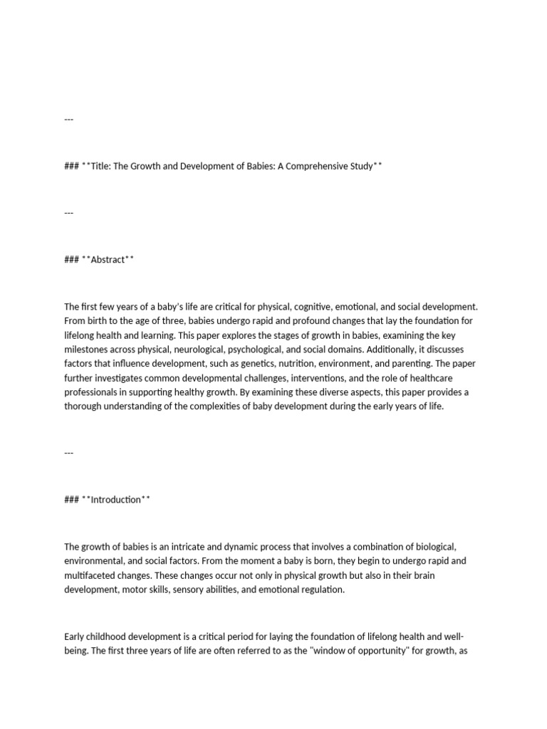 The Growth and Development of Babies A Comprehensive Study | PDF ...