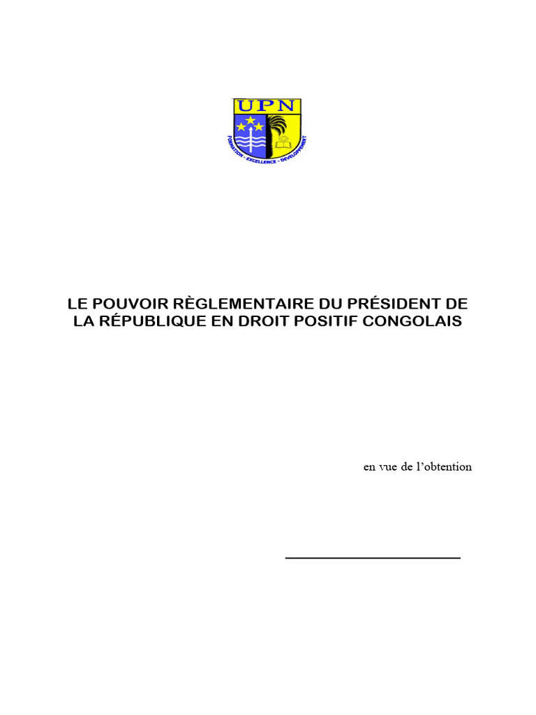 Pouvoir réglementaire du Président en RDC | PDF | Constitution | Loi