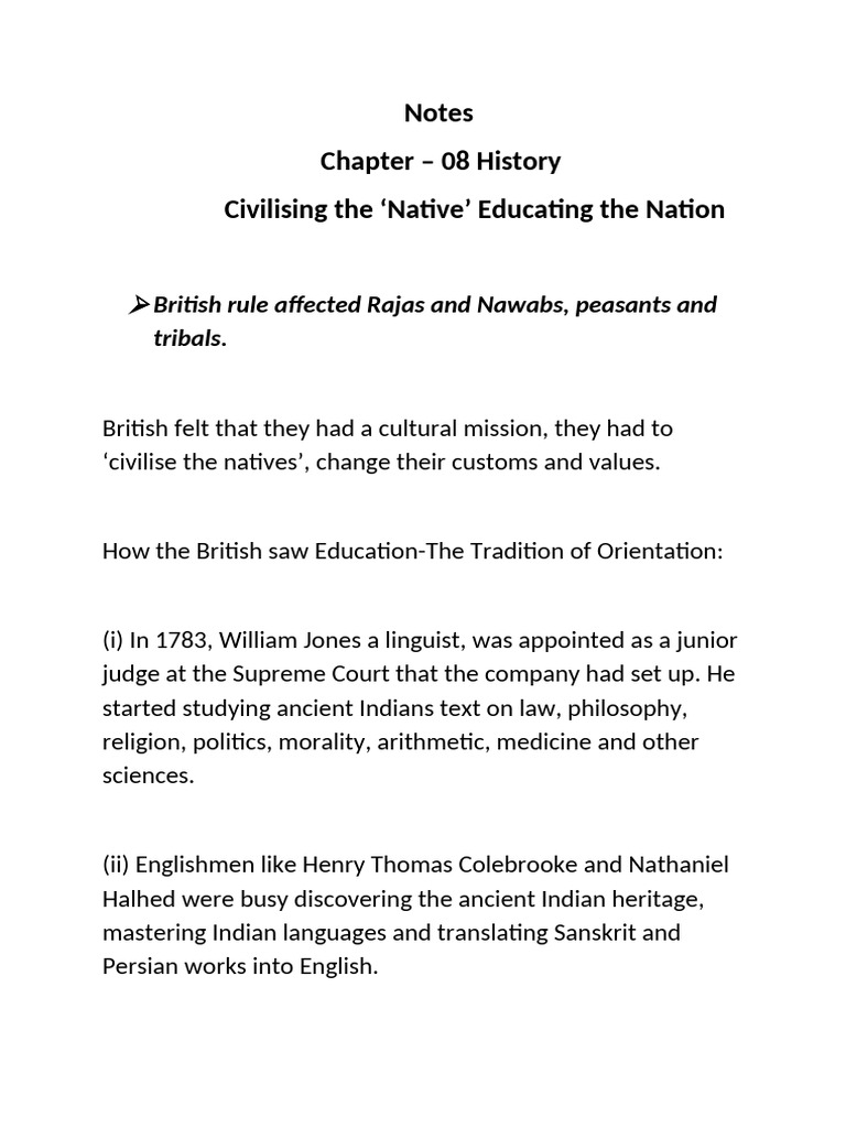 Notes Ch 8 History Pdf History