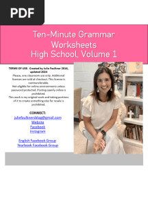 Ten Minute Grammar Weekly Worksheets HS Vol 1 Jfaulkner