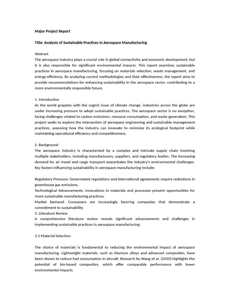 Project Report MSC Aerospace - Sankalp Saxena | PDF | Efficient Energy ...