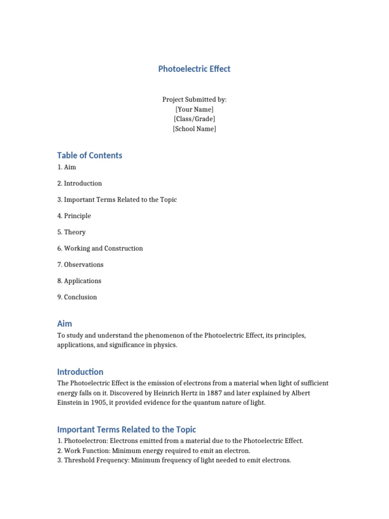 Understanding the Photoelectric Effect | PDF | Photoelectric Effect ...