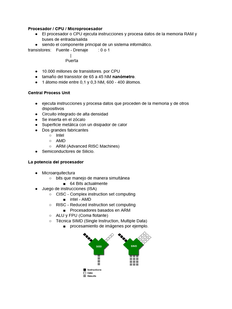 Guía Completa sobre Procesadores y CPUs | PDF | Microprocesador ...