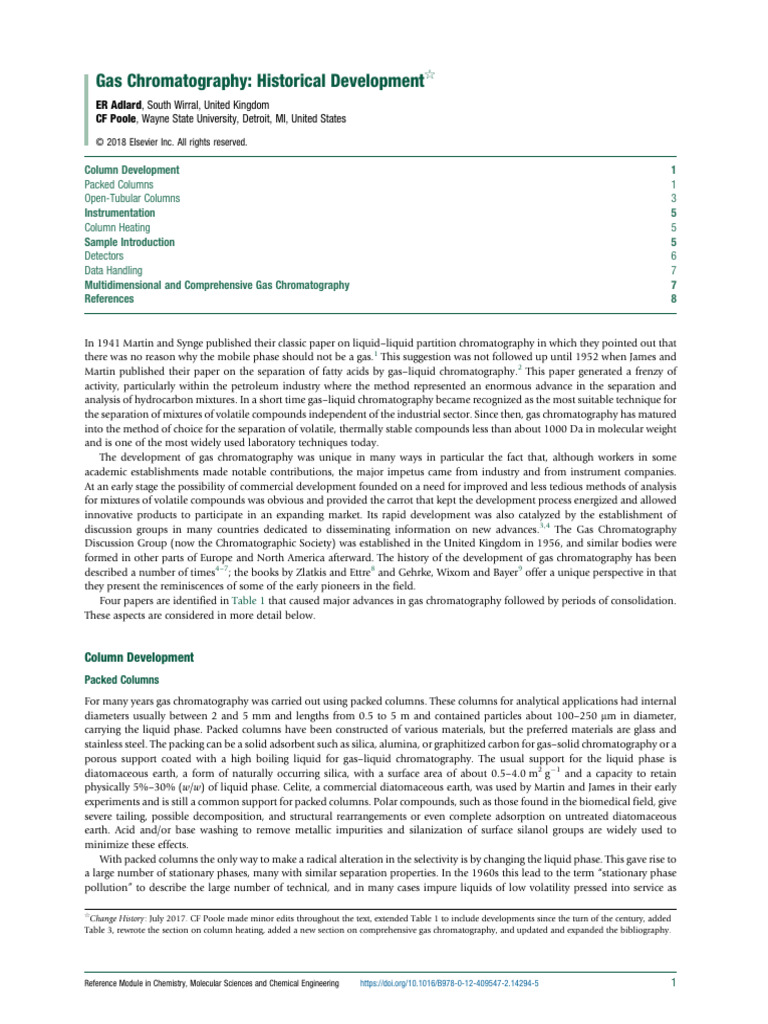 Gas Chromatography Hystory Book | PDF | Gas Chromatography | Mass ...