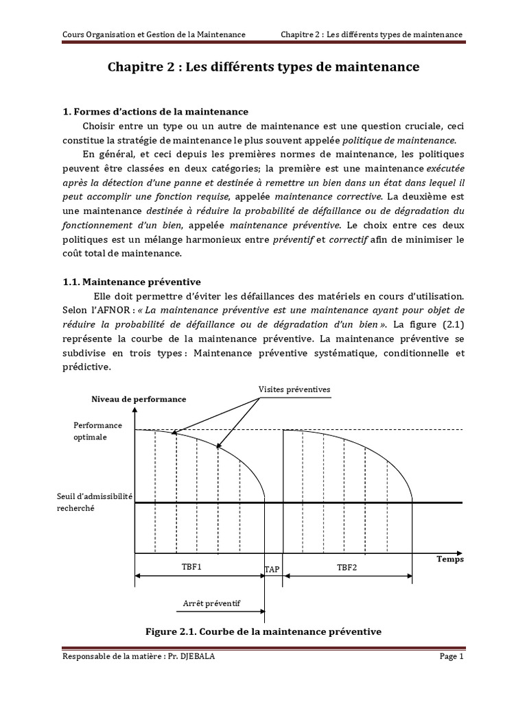 Types de Maintenance : Préventive et Corrective | PDF | Sécurité ...