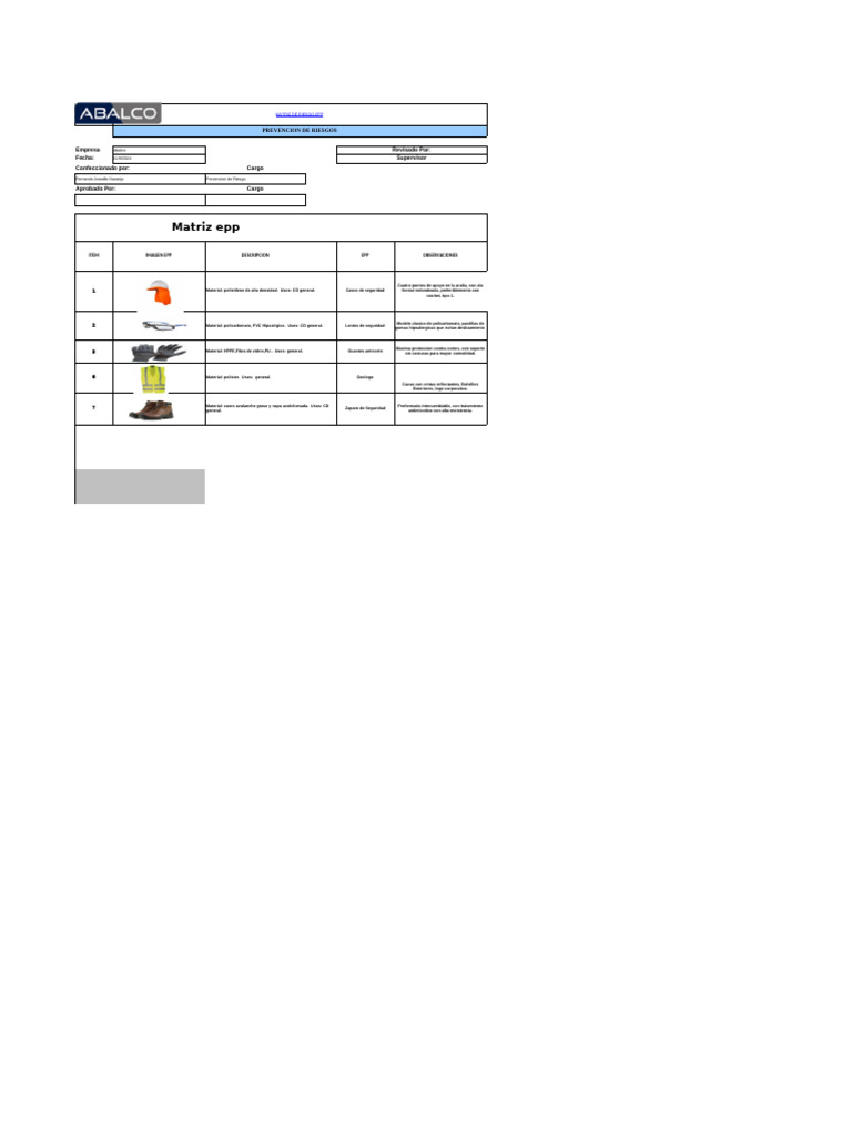 Matriz de Riesgo EPP | PDF | Materiales