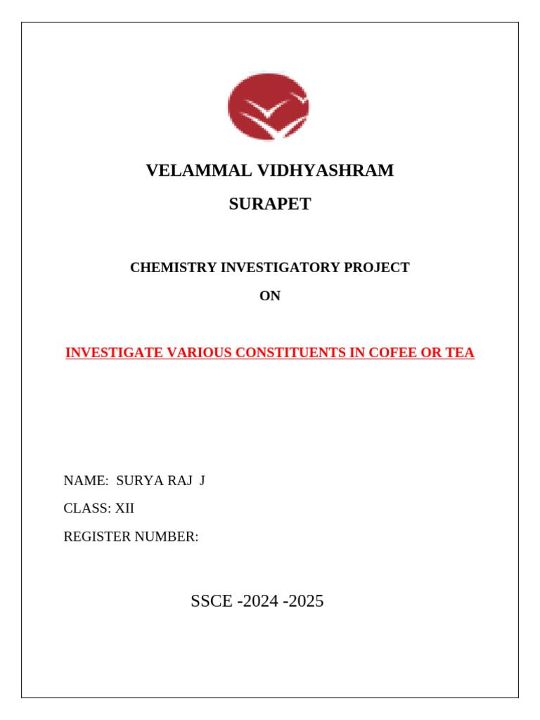 SURYA RAJ J Chemistry Project Final | PDF | Polyphenol | Coffee