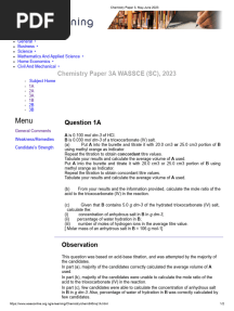 Wassce Waec 2023 Chemistry Paper 3 Past Questions and Answers PDF