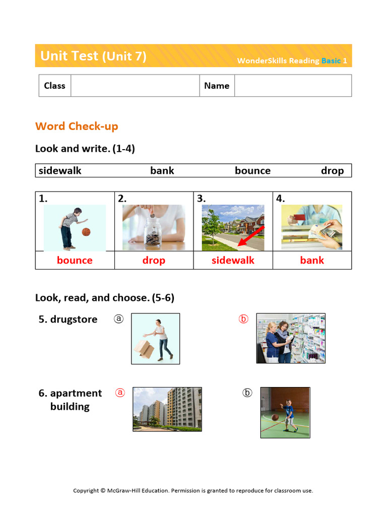 Unit Test - Basic 1 - Unit 7 - Answer Key | PDF