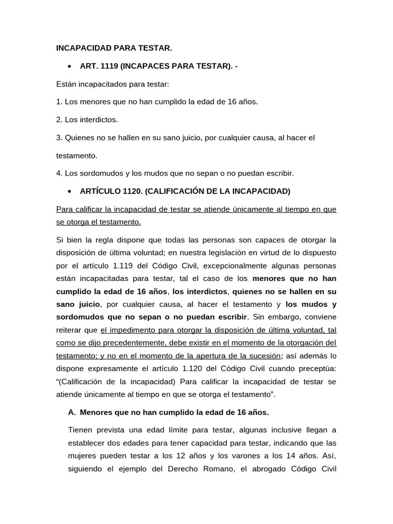 Incapacidad para testar pdf voluntad y testamento justicia