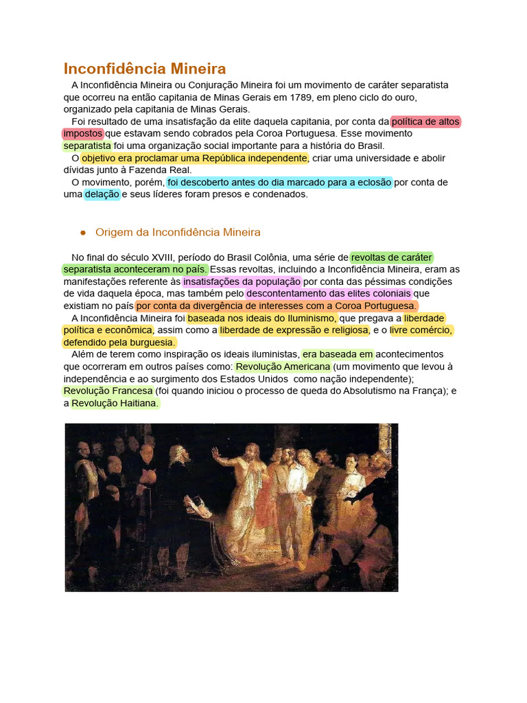 Inconfidência Mineira | PDF | Revolução Francesa | Brasil