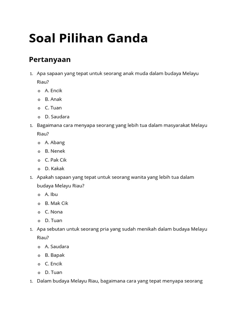 Soal Pilihan Ganda | PDF