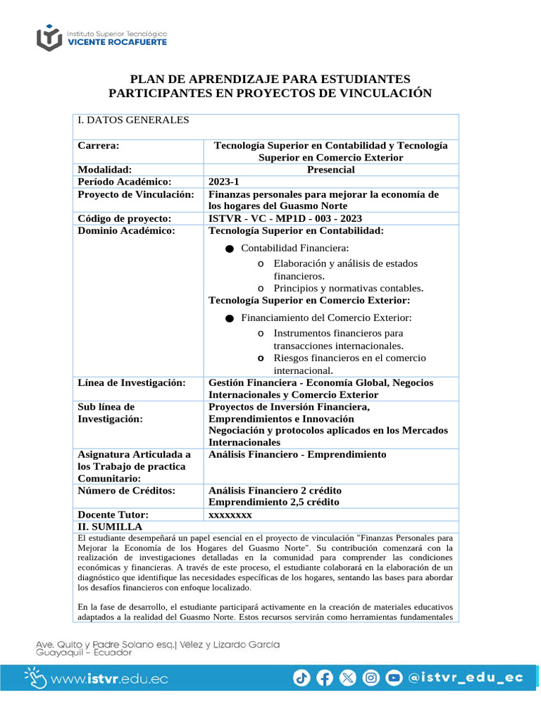 Formato 3. - Plan de Aprendizaje para Estudiante | PDF | Iniciativa ...