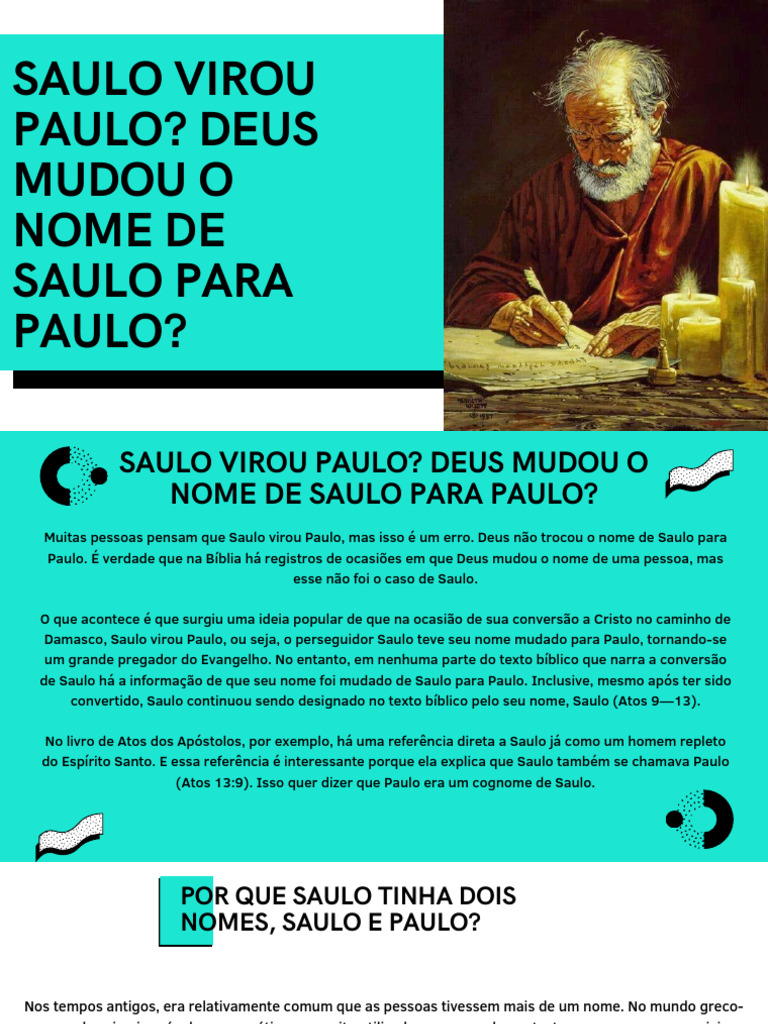 Saulo e Paulo: A Verdade Sobre os Nomes | PDF | Apóstolo Paulo | Atos ...