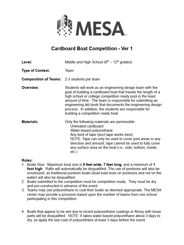 Cardboard Boat Race Guidelines | PDF