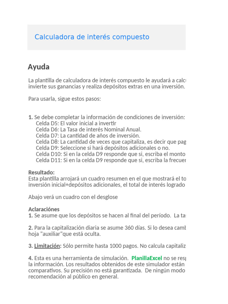 Calculadora De Interes Compuesto