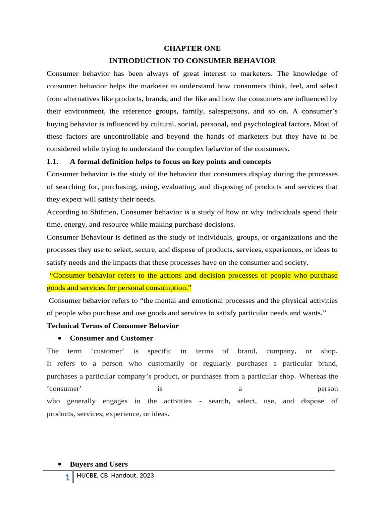 Consumer Behavior PDF-1 | PDF | Consumer Behaviour | Behavior