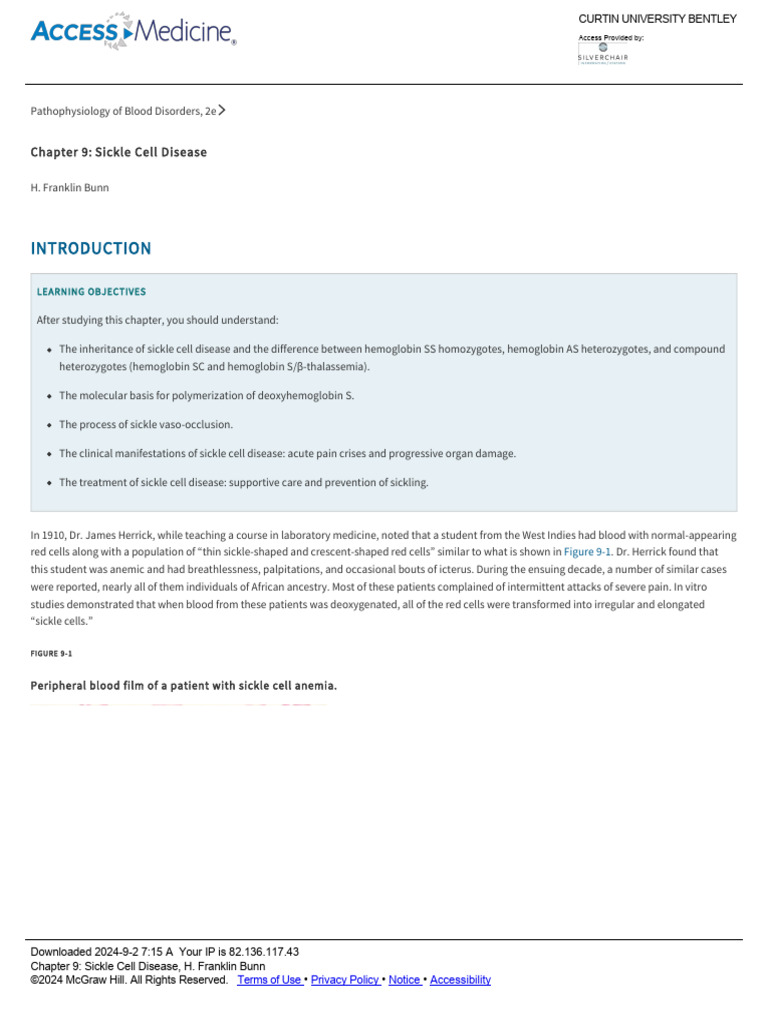 Sickle Cell Disease Pathophysiology | PDF | Endothelium | Red Blood Cell
