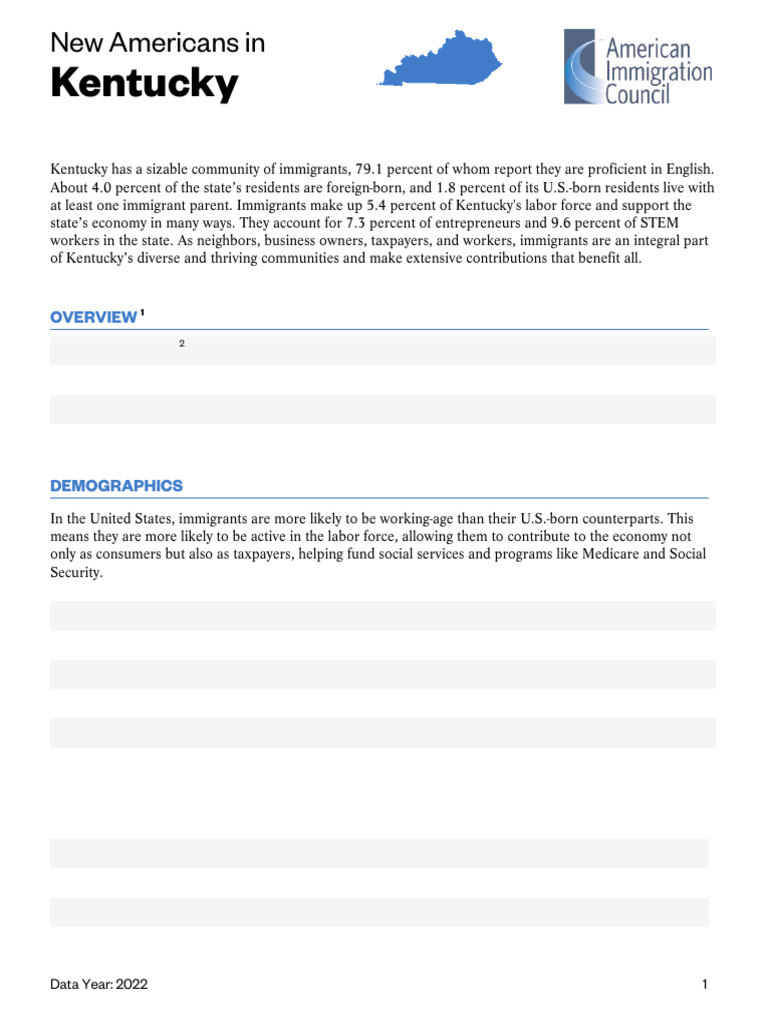 Immigrant Contributions in Kentucky | PDF | Immigration | Taxes