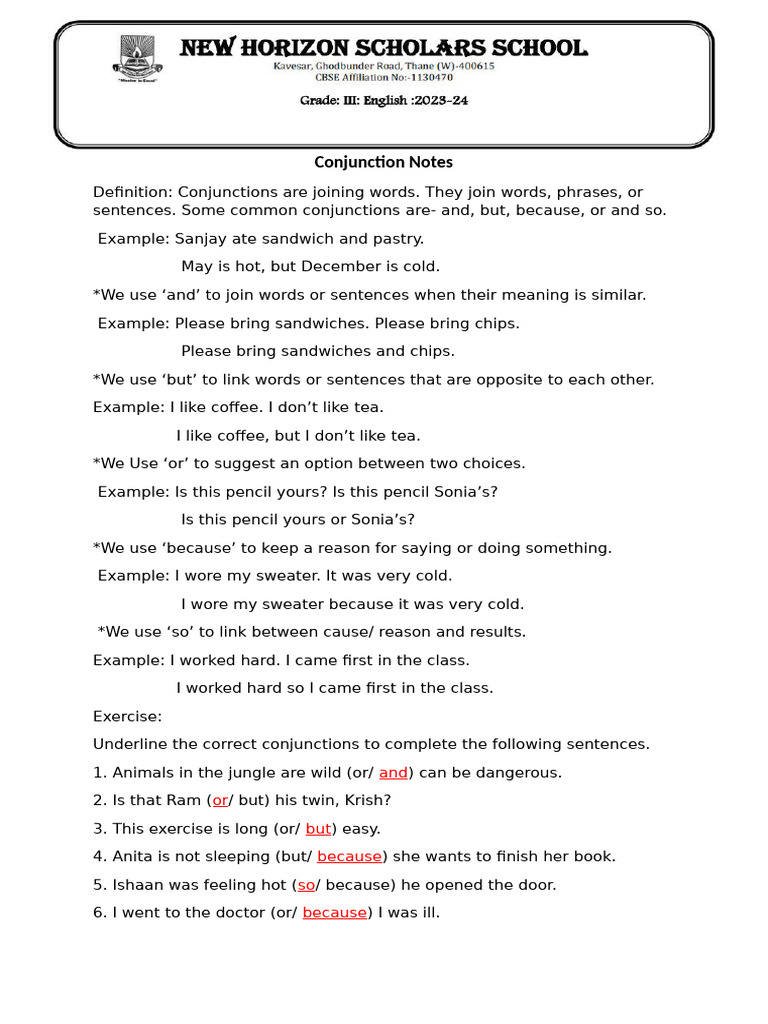 Conjunction Notes | PDF