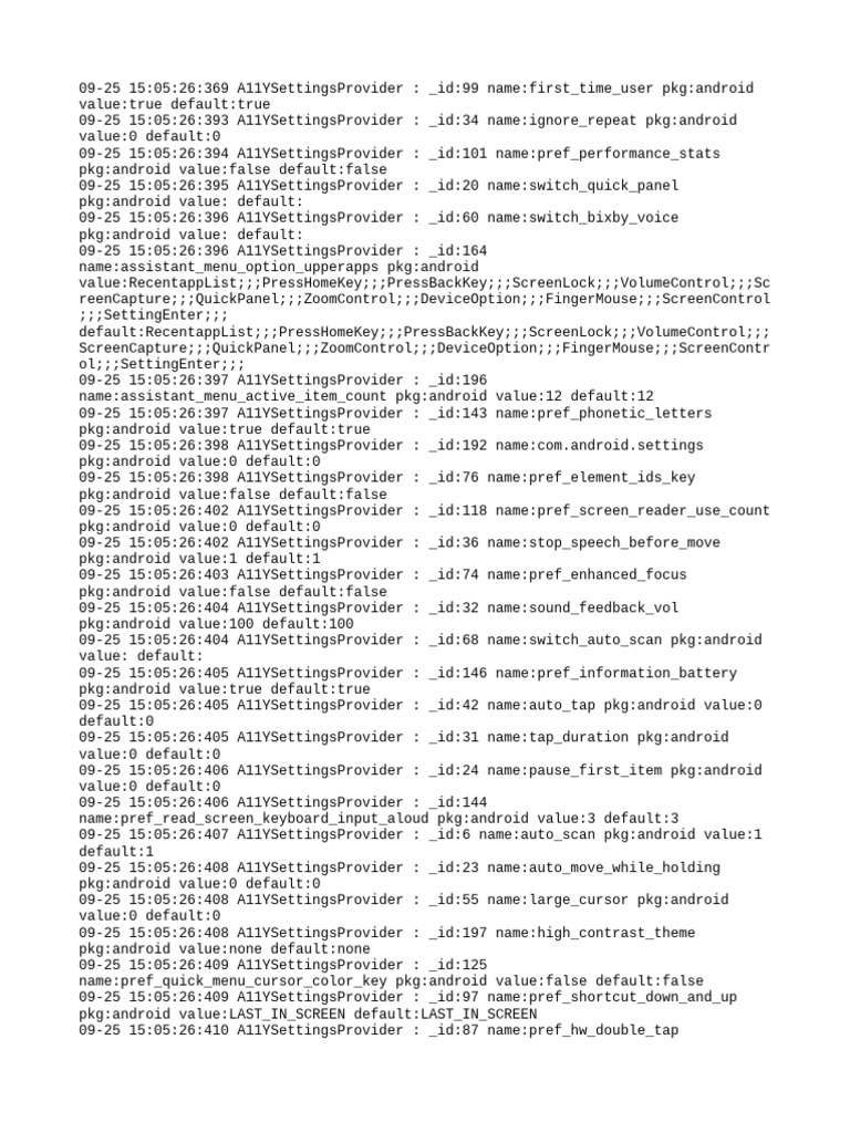 Android A11Y Settings Provider Log | PDF | Google | Software
