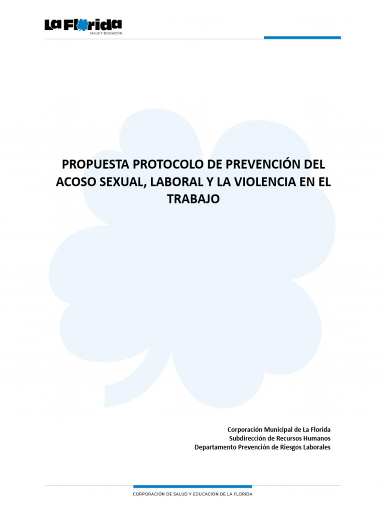 Protocolo de Prevencion Del Acoso Sexual Laboral y Violencia en El ...