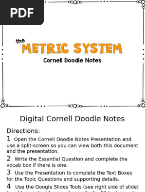 Metric System Cornell Doodle Notes Google Version