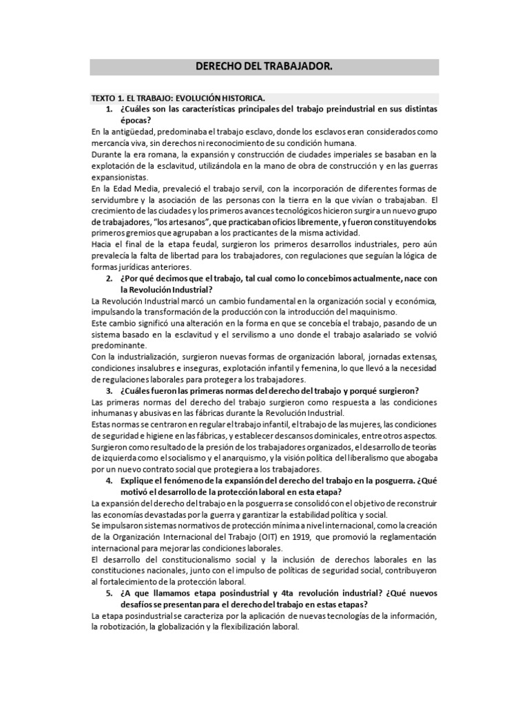 Evolución y Conceptos del Derecho Laboral | PDF | Derecho laboral ...